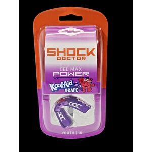 Shock Doctor Kool Aid Gel Max Power Flavor‎ Fusion Mouth Guard Grape YOUTH 10